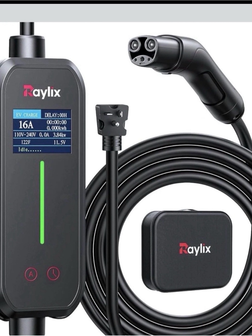 Black EV Charger Portable Home Charging Cable